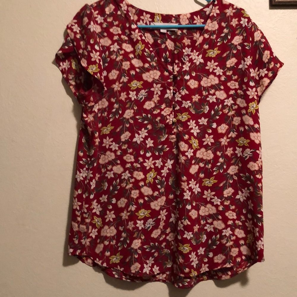 Loft red floral top